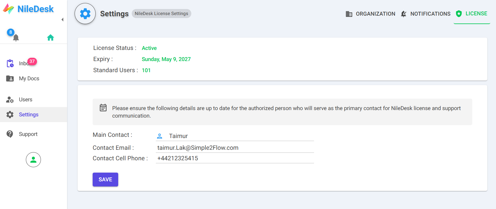 Organization License