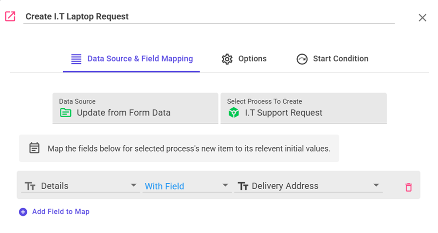 Initiate Item Task Data Source and Mappings