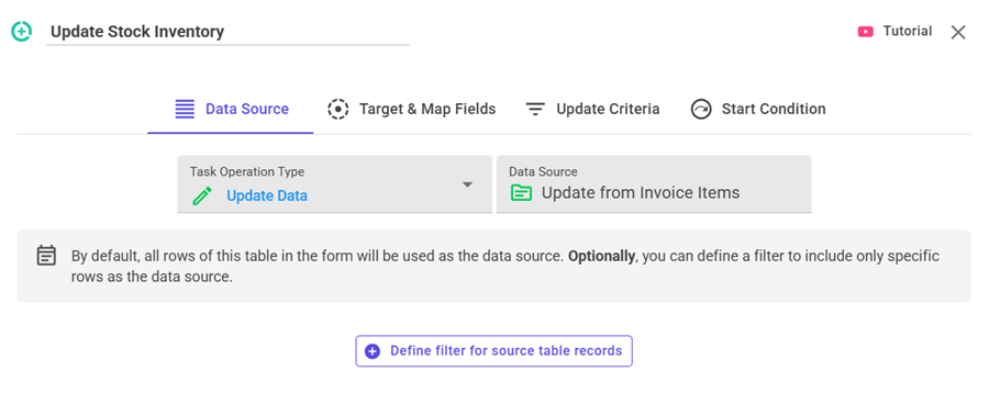 Update Task Data Source