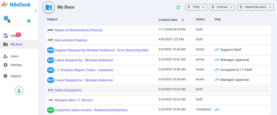 NileDesk My Docs Page