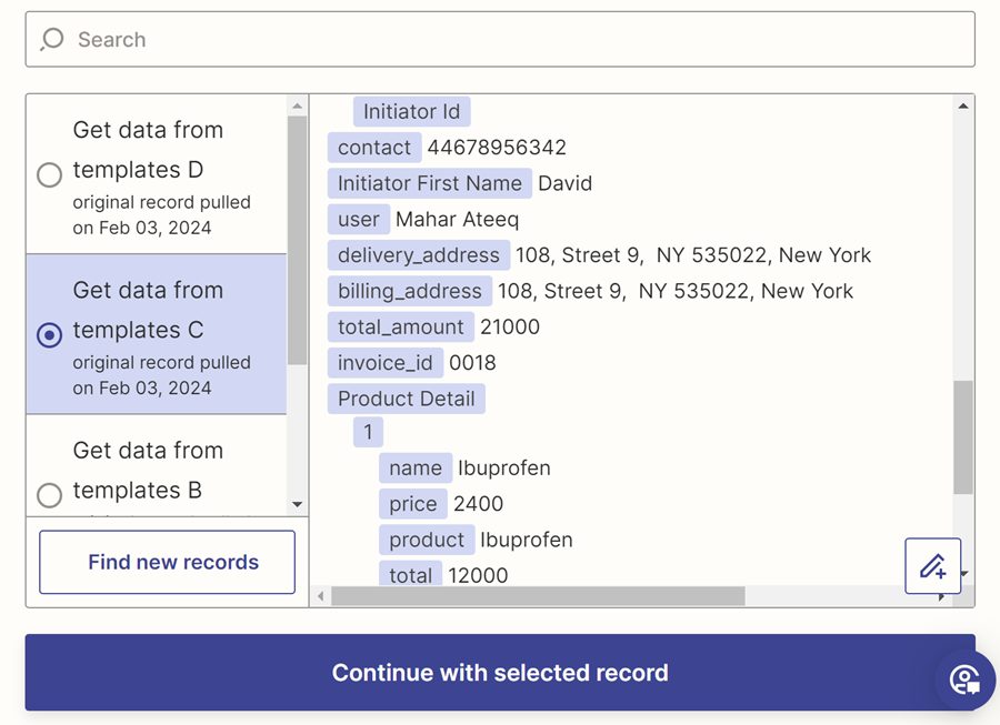 Map NileDesk fields to action app fields