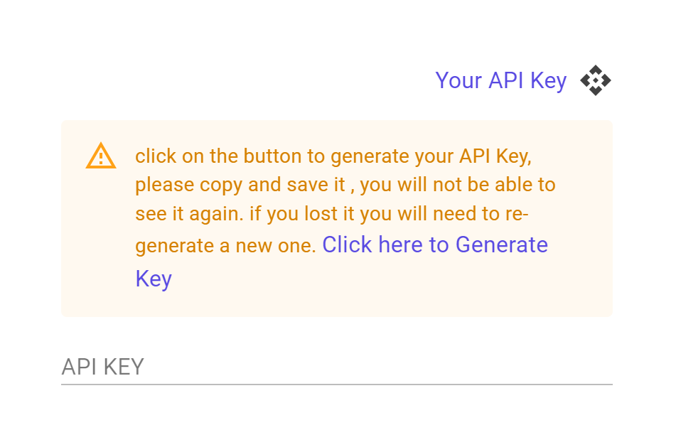User profile API Key in NileDesk